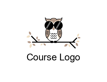 owl sitting on a branch wearing dark glasses illustration
