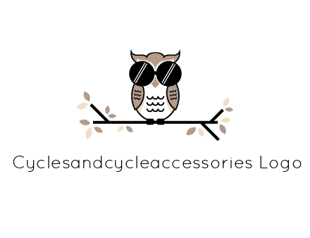 owl sitting on a branch wearing dark glasses illustration