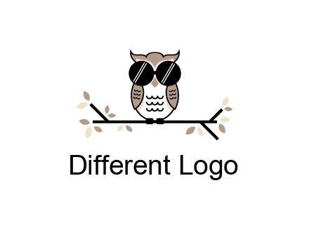 owl sitting on a branch wearing dark glasses illustration