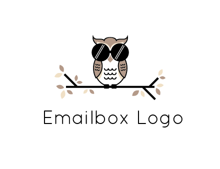 owl sitting on a branch wearing dark glasses illustration