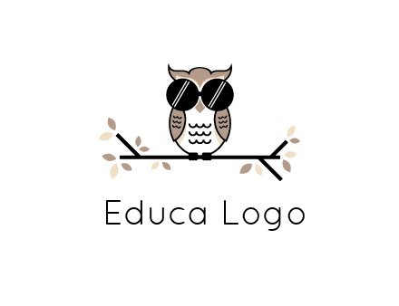 owl sitting on a branch wearing dark glasses illustration