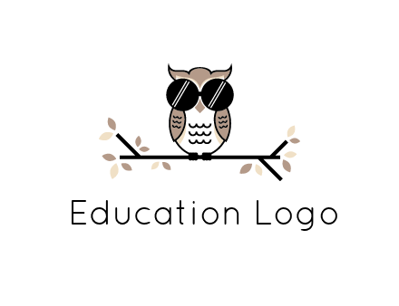 owl sitting on a branch wearing dark glasses illustration