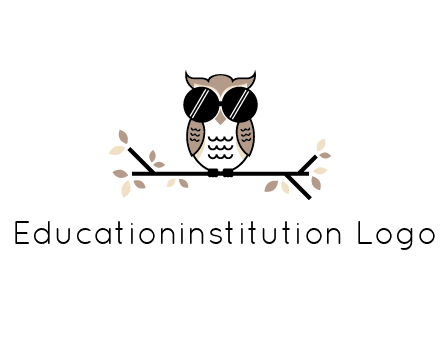 owl sitting on a branch wearing dark glasses illustration