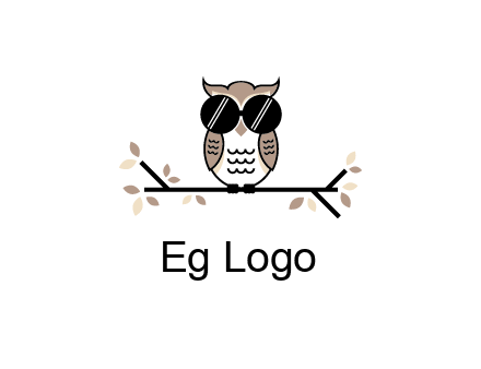 owl sitting on a branch wearing dark glasses illustration