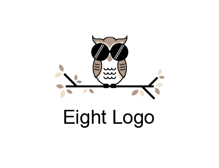 owl sitting on a branch wearing dark glasses illustration