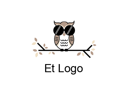 owl sitting on a branch wearing dark glasses illustration