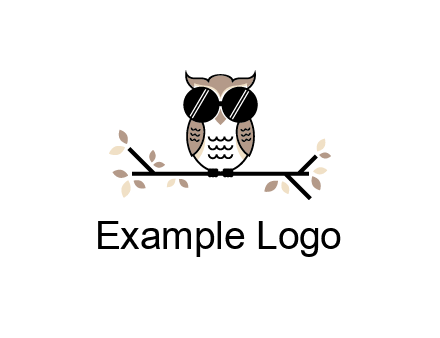 owl sitting on a branch wearing dark glasses illustration
