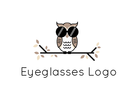 owl sitting on a branch wearing dark glasses illustration