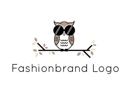 owl sitting on a branch wearing dark glasses illustration