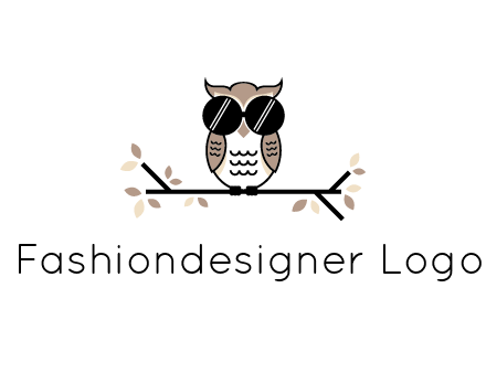 owl sitting on a branch wearing dark glasses illustration