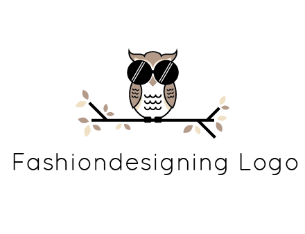 owl sitting on a branch wearing dark glasses illustration