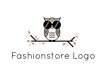 owl sitting on a branch wearing dark glasses illustration