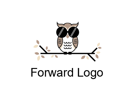 owl sitting on a branch wearing dark glasses illustration