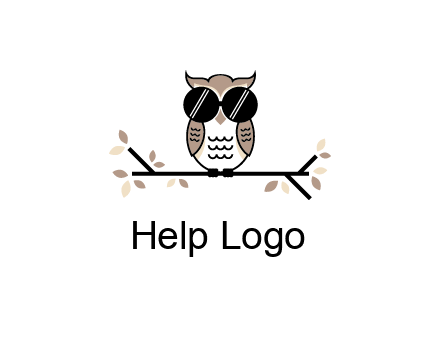 owl sitting on a branch wearing dark glasses illustration