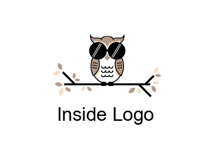 owl sitting on a branch wearing dark glasses illustration