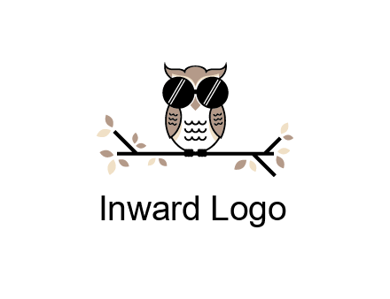 owl sitting on a branch wearing dark glasses illustration