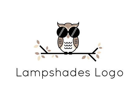 owl sitting on a branch wearing dark glasses illustration