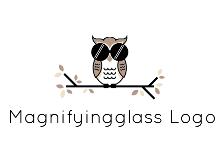 owl sitting on a branch wearing dark glasses illustration