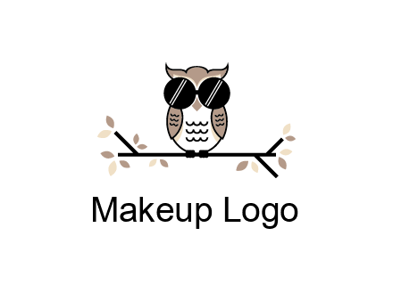 owl sitting on a branch wearing dark glasses illustration