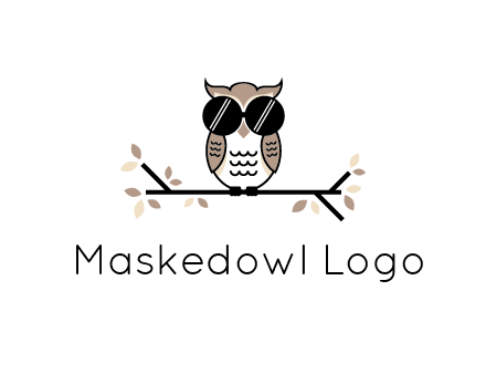 owl sitting on a branch wearing dark glasses illustration