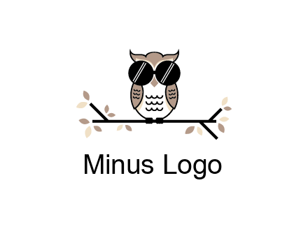 owl sitting on a branch wearing dark glasses illustration