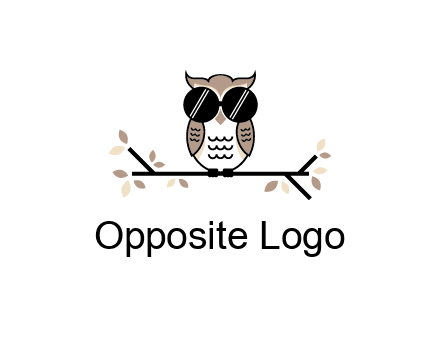 owl sitting on a branch wearing dark glasses illustration