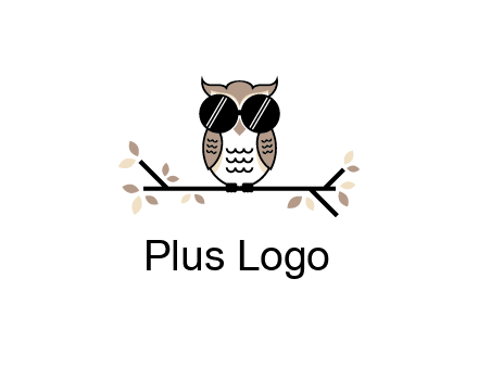 owl sitting on a branch wearing dark glasses illustration