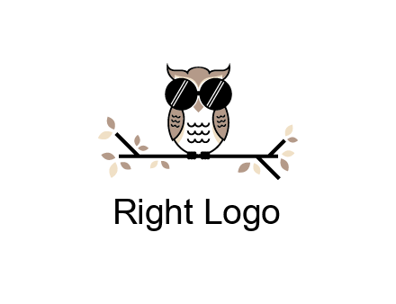 owl sitting on a branch wearing dark glasses illustration
