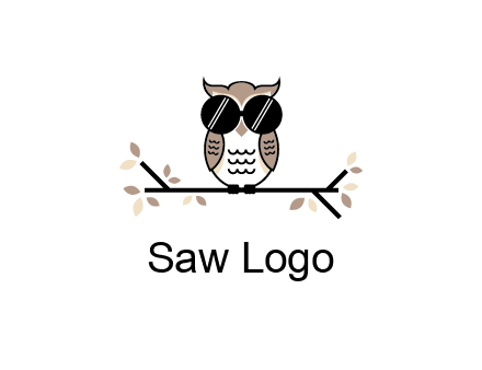 owl sitting on a branch wearing dark glasses illustration
