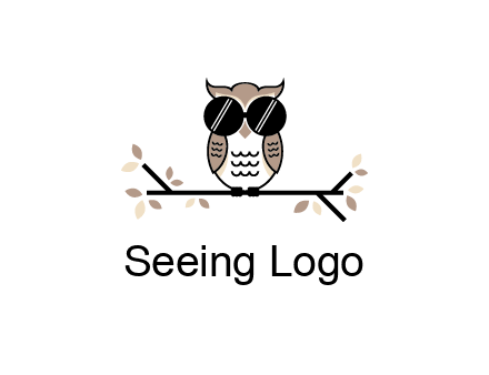 owl sitting on a branch wearing dark glasses illustration