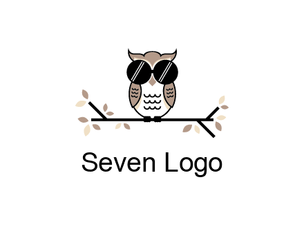 owl sitting on a branch wearing dark glasses illustration