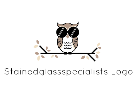 owl sitting on a branch wearing dark glasses illustration
