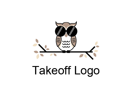 owl sitting on a branch wearing dark glasses illustration