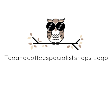 owl sitting on a branch wearing dark glasses illustration