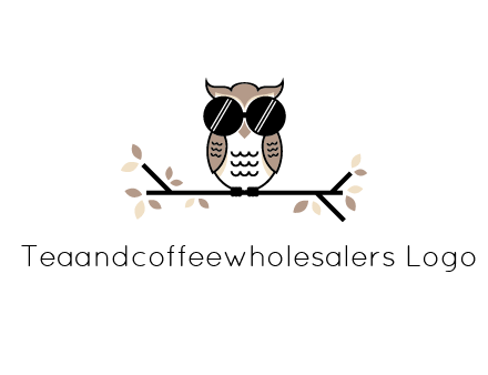 owl sitting on a branch wearing dark glasses illustration