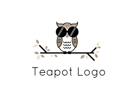 owl sitting on a branch wearing dark glasses illustration