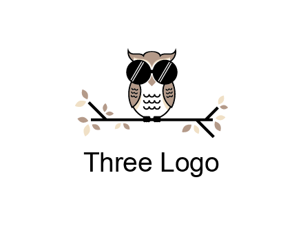 owl sitting on a branch wearing dark glasses illustration