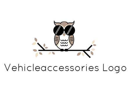 owl sitting on a branch wearing dark glasses illustration