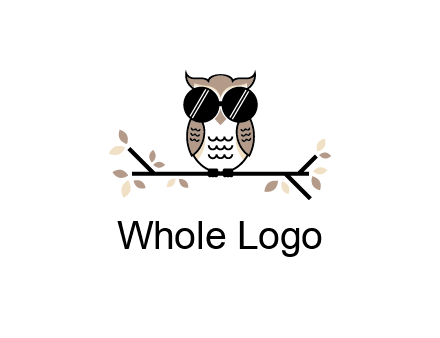 owl sitting on a branch wearing dark glasses illustration