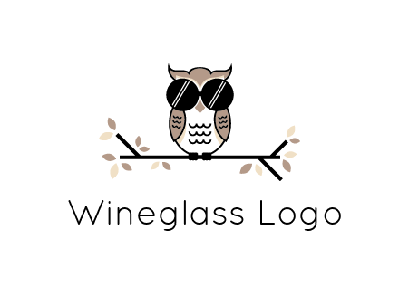 owl sitting on a branch wearing dark glasses illustration