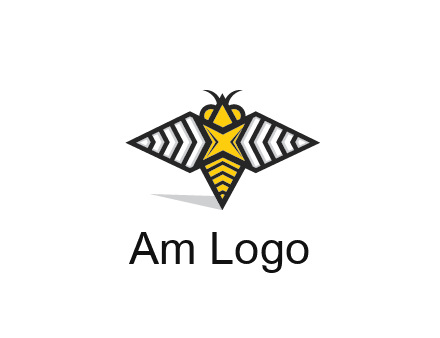 honeybee logo with a shuriken back and wings