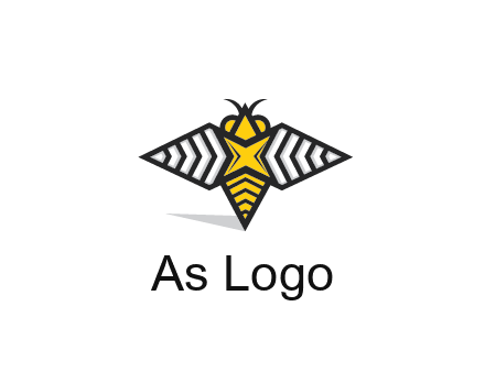 honeybee logo with a shuriken back and wings