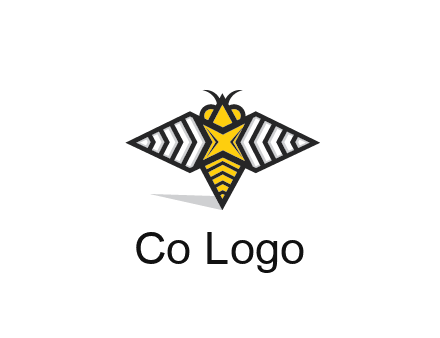 honeybee logo with a shuriken back and wings