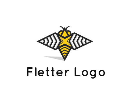 honeybee logo with a shuriken back and wings