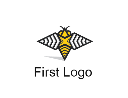 honeybee logo with a shuriken back and wings