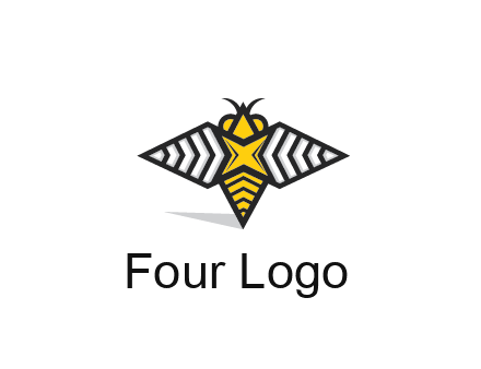 honeybee logo with a shuriken back and wings