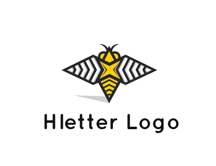 honeybee logo with a shuriken back and wings