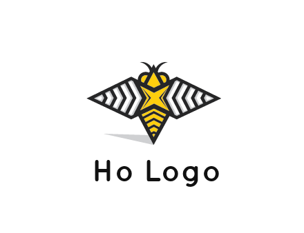 honeybee logo with a shuriken back and wings