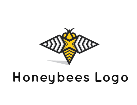 honeybee logo with a shuriken back and wings