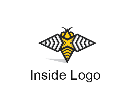 honeybee logo with a shuriken back and wings